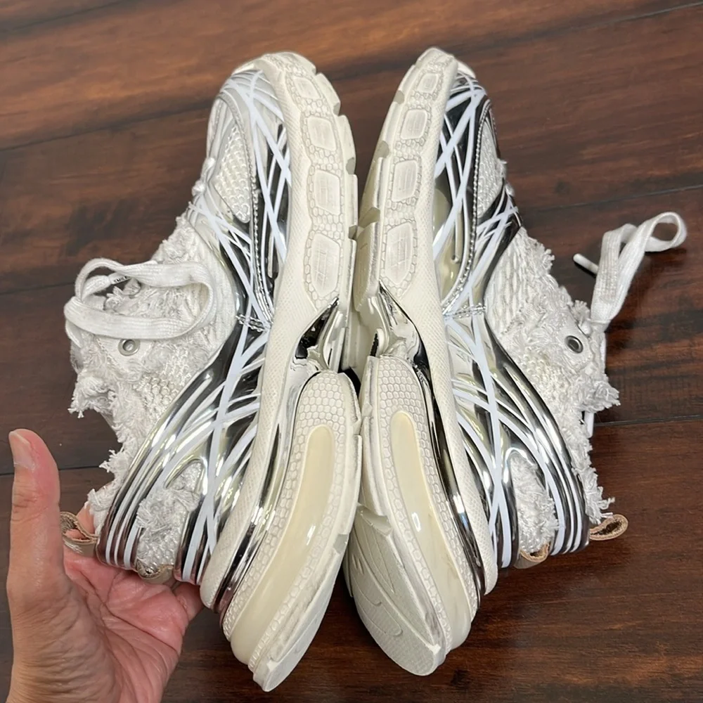 SMILEREPUBLIC Skyline Silver Mesh Chunky Sneakers Dirty size EU 40 US Women 9.5 - Picture 13 of 16